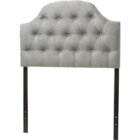 Morris Upholstered Scalloped Twin Headboard - Button Tufted, Gray