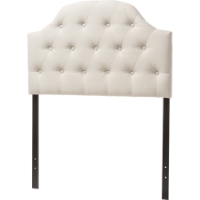 Morris Upholstered Scalloped Twin Headboard - Button Tufted, Light Beige
