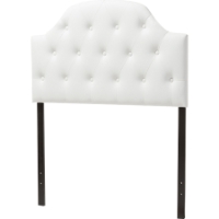 Morris Faux Leather Scalloped Twin Headboard - Button Tufted, White