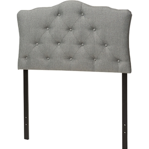 Rita Upholstered Scalloped Twin Headboard - Button Tufted, Gray 