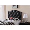 Myra Faux Leather Scalloped Twin Headboard - Button Tufted, Black - WI-BBT6505-BLACK-TWIN-HB