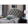 Myra Upholstered Scalloped Twin Headboard - Button Tufted, Gray - WI-BBT6505-GRAY-TWIN-HB