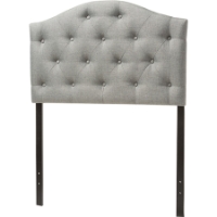 Myra Upholstered Scalloped Twin Headboard - Button Tufted, Gray