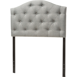 Myra Upholstered Scalloped Twin Headboard - Button Tufted, Gray 