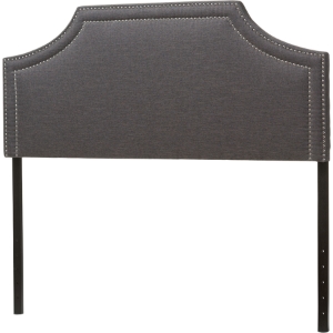 Avignon Fabric Upholstered Headboard - Nailhead, Dark Gray 