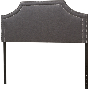 Avignon Fabric Upholstered Headboard - Nailhead, Dark Gray 