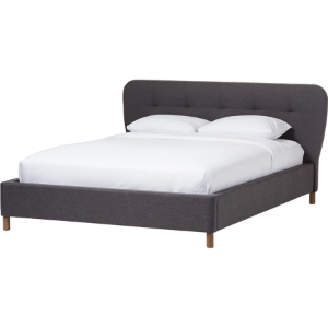 Germaine Fabric Platform Bed - Grid Tufted, Dark Gray 
