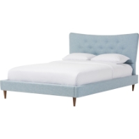 Hannah Linen Platform Bed - Button Tufted