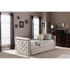 Swamson Button Tufted Twin Daybed - Roll-Out Trundle Bed, Light Beige - WI-BBT6576T-BEIGE-TWIN