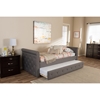 Swamson Button Tufted Twin Daybed - Roll-Out Trundle Bed, Gray - WI-BBT6576T-GRAY-TWIN