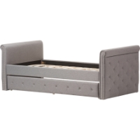 Swamson Button Tufted Twin Daybed - Roll-Out Trundle Bed, Gray