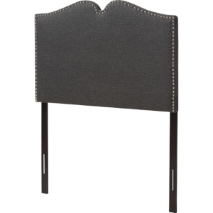 Gracie Upholstered Twin Headboard - Nailheads, Dark Gray 