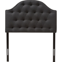 Windsor Upholstered Scalloped Twin Headboard - Button Tufted, Dark Gray