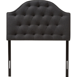 Windsor Upholstered Scalloped Twin Headboard - Button Tufted, Dark Gray 