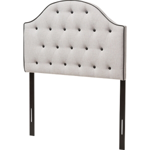 Windsor Upholstered Scalloped Twin Headboard - Button Tufted, Grayish Beige 
