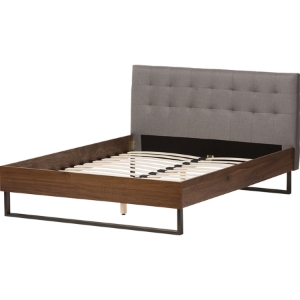 Mitchell Platform Bed - Fabric Headboard, Grid-Tufting 