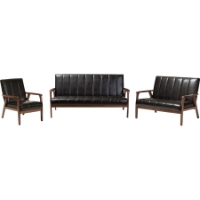 Nikko 3-Piece Living Room Set - Black