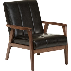 Nikko Faux Leather Lounge Chair - Black 