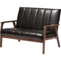 Nikko Faux Leather Loveseat - Black