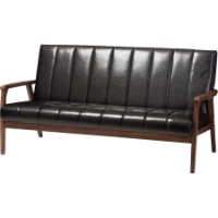 Nikko Faux Leather Sofa - Black