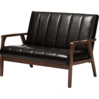 Nikko Faux Leather Loveseat - Dark Brown