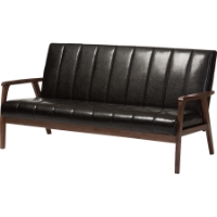 Nikko Faux Leather Sofa - Dark Brown