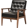 Sorrento Faux Leather Lounge Chair - Button Tufted, Black - WI-BBT8013-BLACK-CHAIR