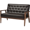 Sorrento Faux Leather Loveseat - Button Tufted, Dark Brown - WI-BBT8013-BROWN-LOVESEAT