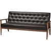 Sorrento Faux Leather Sofa - Button Tufted, Dark Brown - WI-BBT8013-BROWN-SOFA