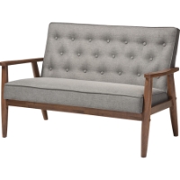 Sorrento Faux Leather Loveseat - Button Tufted, Gray