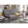 Sorrento Faux Leather Sofa - Button Tufted, Gray - WI-BBT8013-GRAY-SOFA