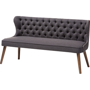 Scarlett Upholstered Nailhead Sofa - Button Tufted, Dark Gray 