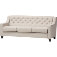 Arcadia Upholstered Sofa - Button Tufted, Light Beige