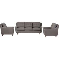 Mckenzie 3-Piece Sofa Set - Button Tufted, Gray