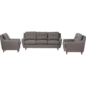 Mckenzie 3-Piece Sofa Set - Button Tufted, Gray 