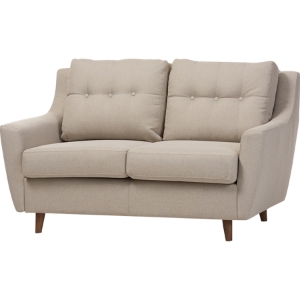 Mckenzie Upholstered Loveseat - Button Tufted, Light Beige 