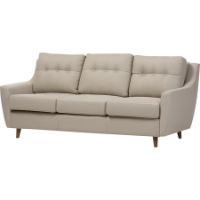 Mckenzie Upholstered Sofa - Button Tufted, Light Beige