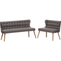 Melody 2-Piece Sofa Set - Button Tufted, Gray