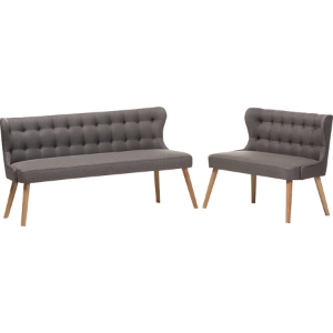 Melody 2-Piece Sofa Set - Button Tufted, Gray 