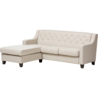 Arcadia 2-Piece Sectional Sofa - Light Beige, Button-Tufted
