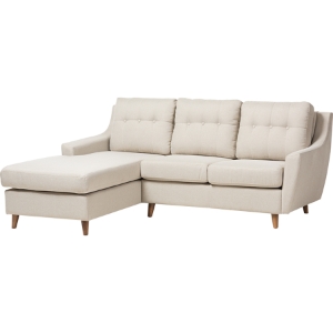 Mckenzie 2-Piece Sectional Sofa - Light Beige, Button-Tufted 