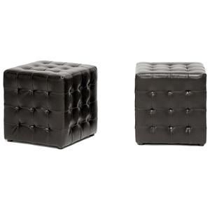 Siskal Tufted Cube Ottoman - Dark Brown Upholstery (Set of 2) 