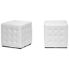 Siskal Tufted Cube Ottoman - White Upholstery (Set of 2) 