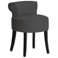 Millani Scroll Back Chair - Black Legs, Dark Gray Linen