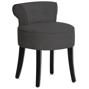 Millani Scroll Back Chair - Black Legs, Dark Gray Linen 