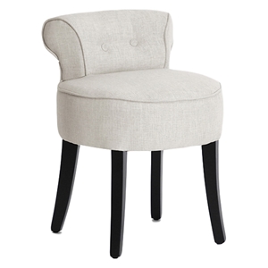 Millani Scroll Back Chair - Black Legs, Beige Linen Fabric 