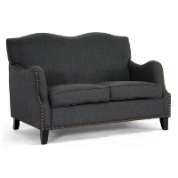 Penzance Transitional Loveseat - Bronze Nail Heads, Dark Gray