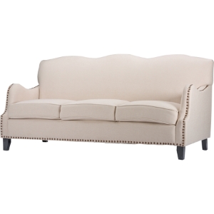 Penzance Linen Sofa - Nailhead, Beige 