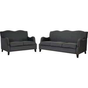 Penzance Linen Sofa Set - Dark Gray 