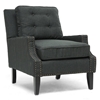 Norwich Modern Club Chair - Nail Heads, Buttons, Dark Gray Linen - WI-BH-63705-GRAY-CC